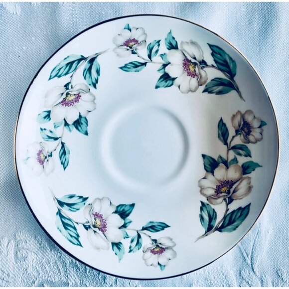 Crown Staffordshire Bone China Tea Cup & Saucer Pear Blossom Pattern England vtg - Picture 3 of 6